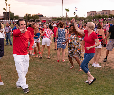 People dancing at 4th of July event