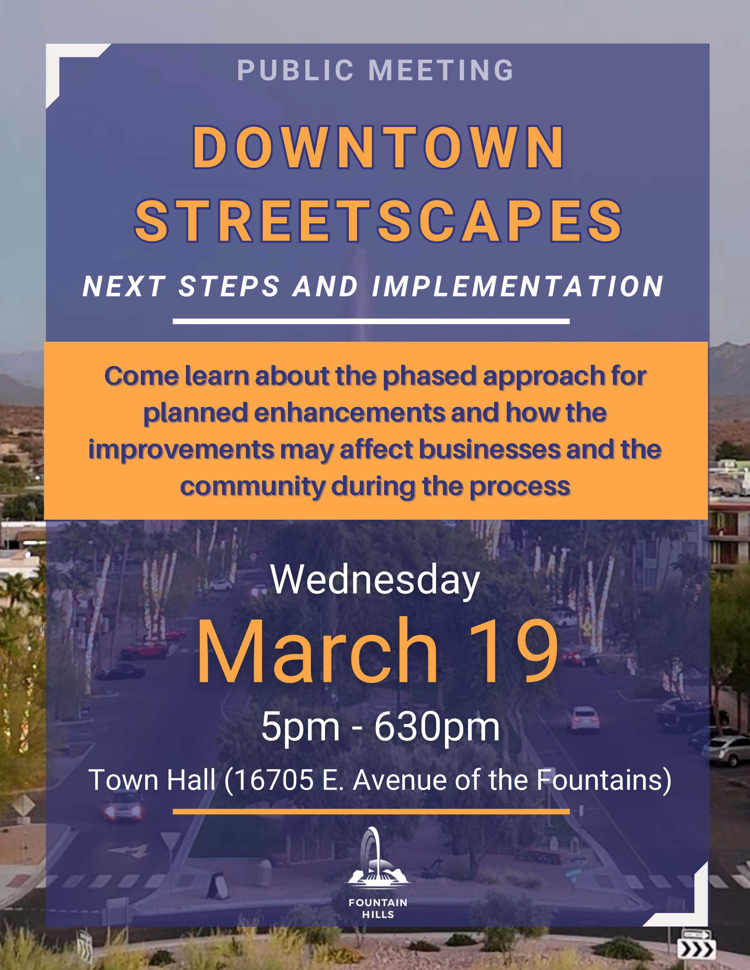 Downtown Streetscapes Meeting Flyer